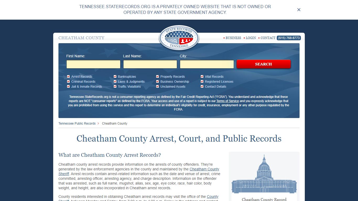 Cheatham County Arrest, Court, and Public Records