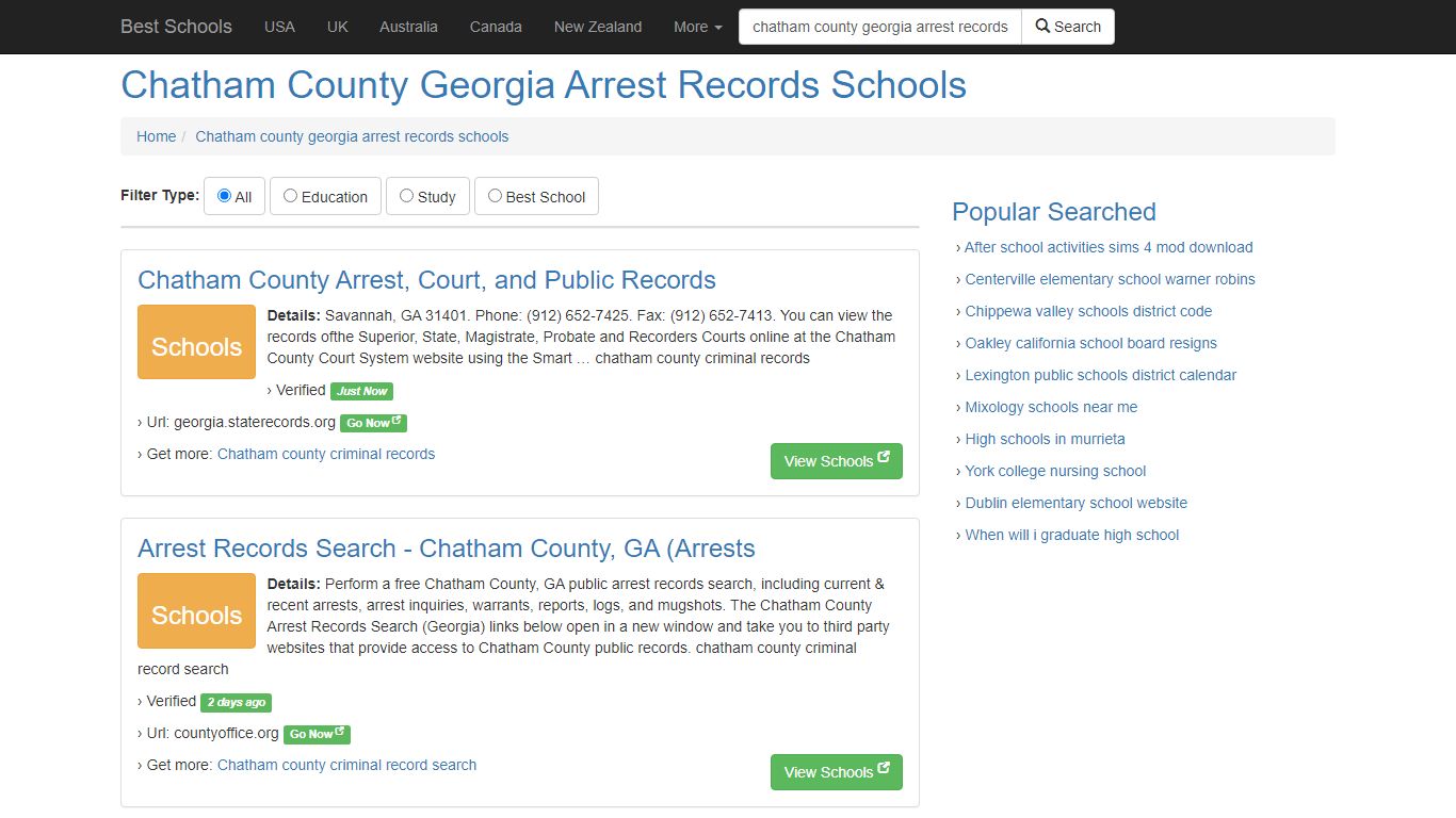 Chatham County Georgia Arrest Records Schools