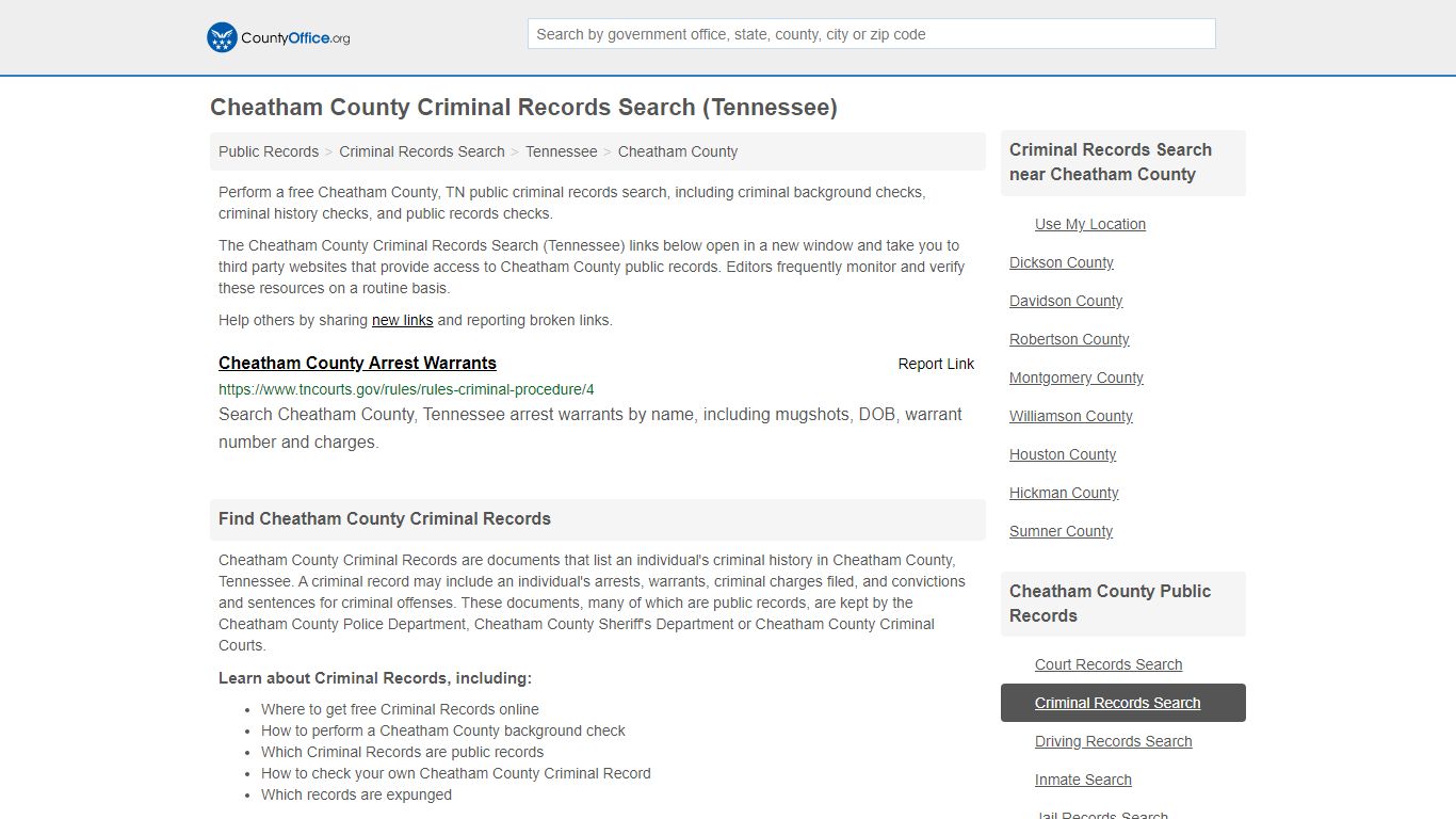 Criminal Records Search - Cheatham County, TN (Arrests ...